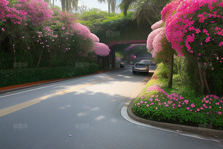 美丽花景厦门环岛路的盛放三角梅