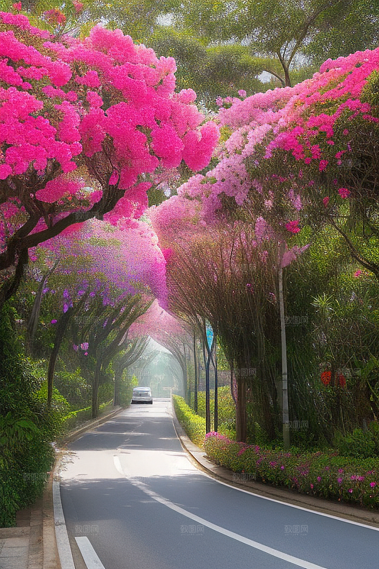 瑰丽之美厦门环岛路的盛开三角梅