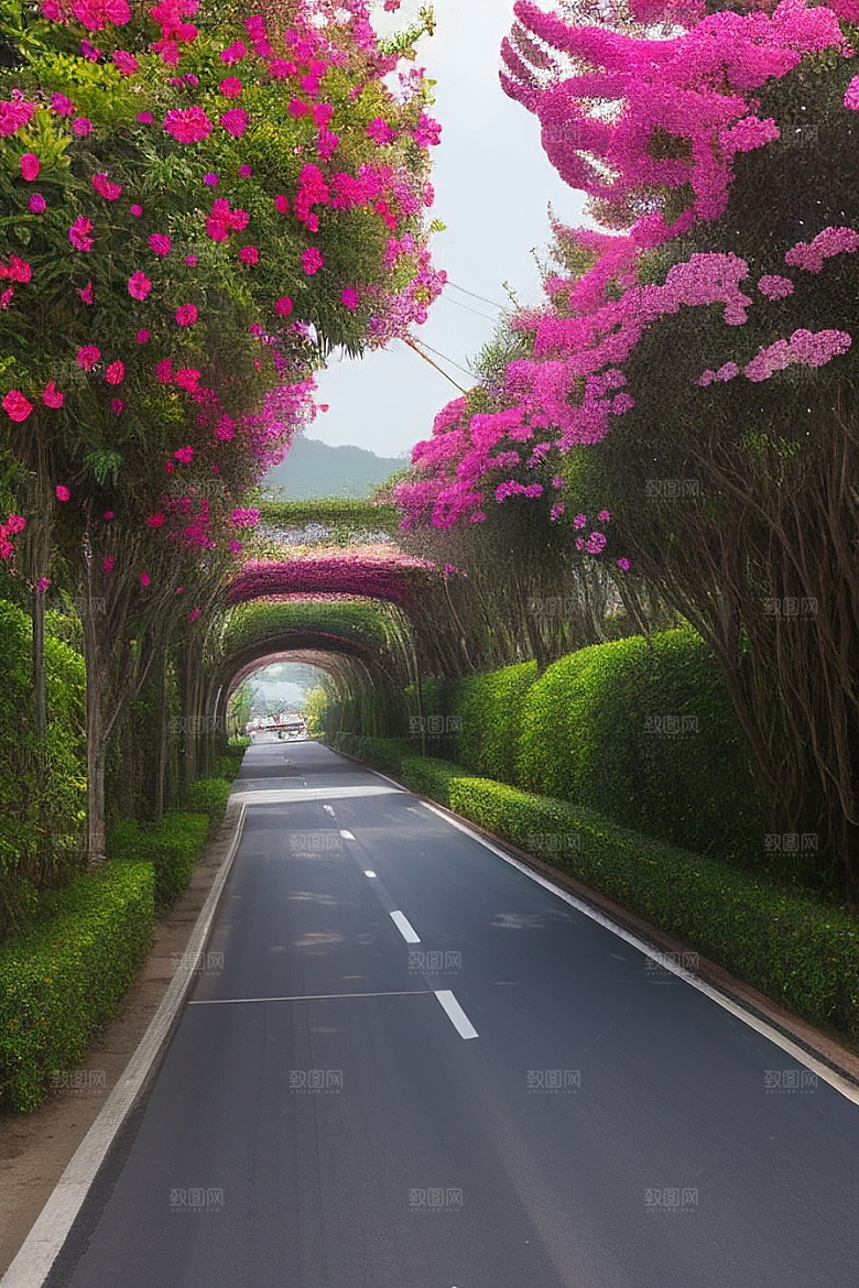 瑰丽之美厦门环岛路的盛开三角梅