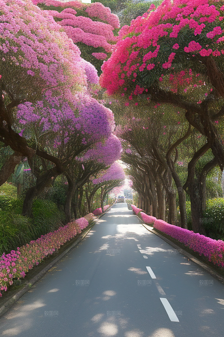 瑰丽之美厦门环岛路的盛开三角梅