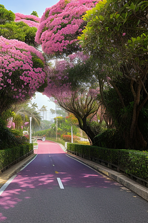 花海盛宴厦门环岛路的绽放三角梅