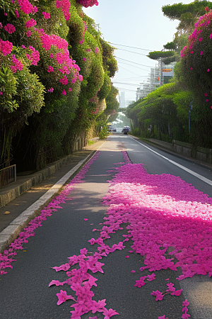 花海盛宴厦门环岛路的绽放三角梅