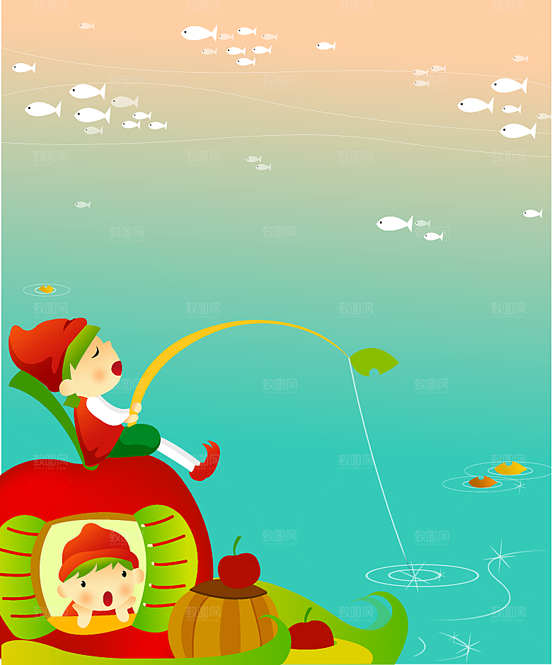 黄色秋天儿童节插画设计