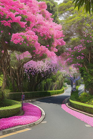 花香四溢厦门环岛路的美丽三角梅