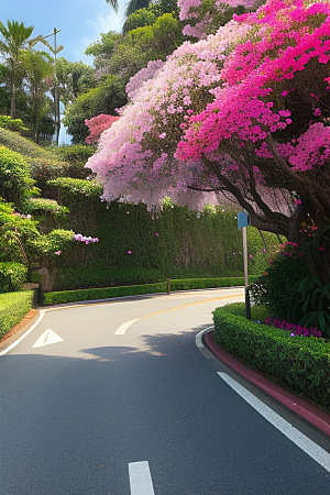 花香四溢厦门环岛路的美丽三角梅