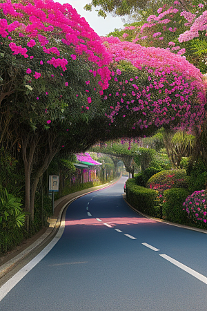 花香四溢厦门环岛路的美丽三角梅