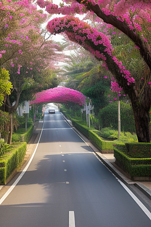 花香四溢厦门环岛路的美丽三角梅