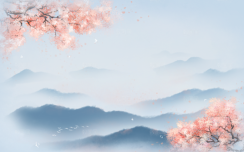 二十四节气节日背景插画海报