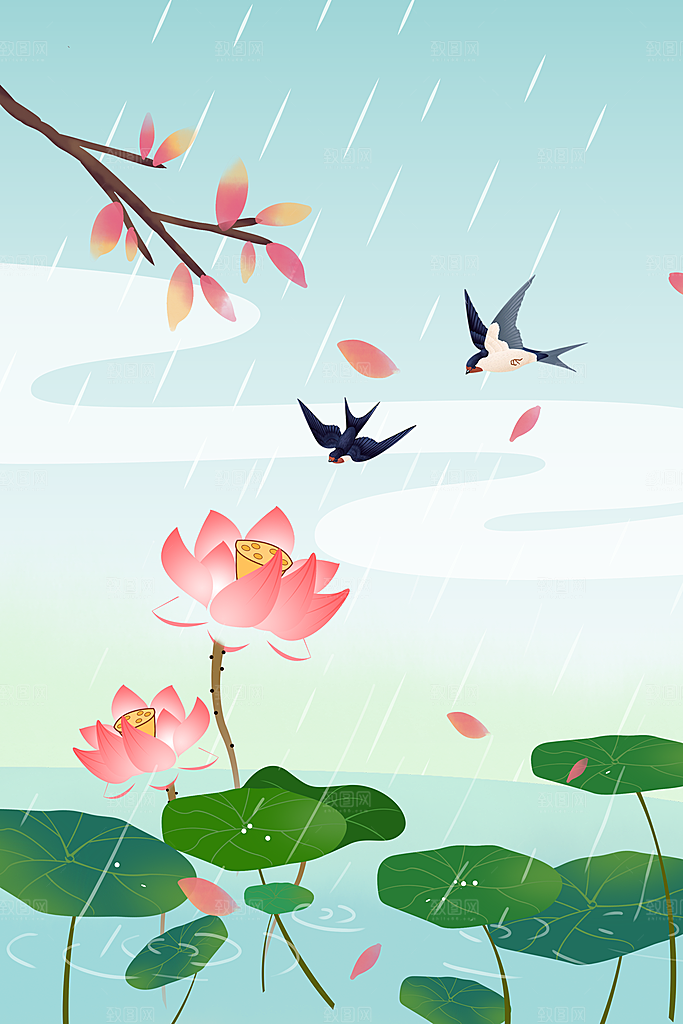 二十四节气节日背景插画海报