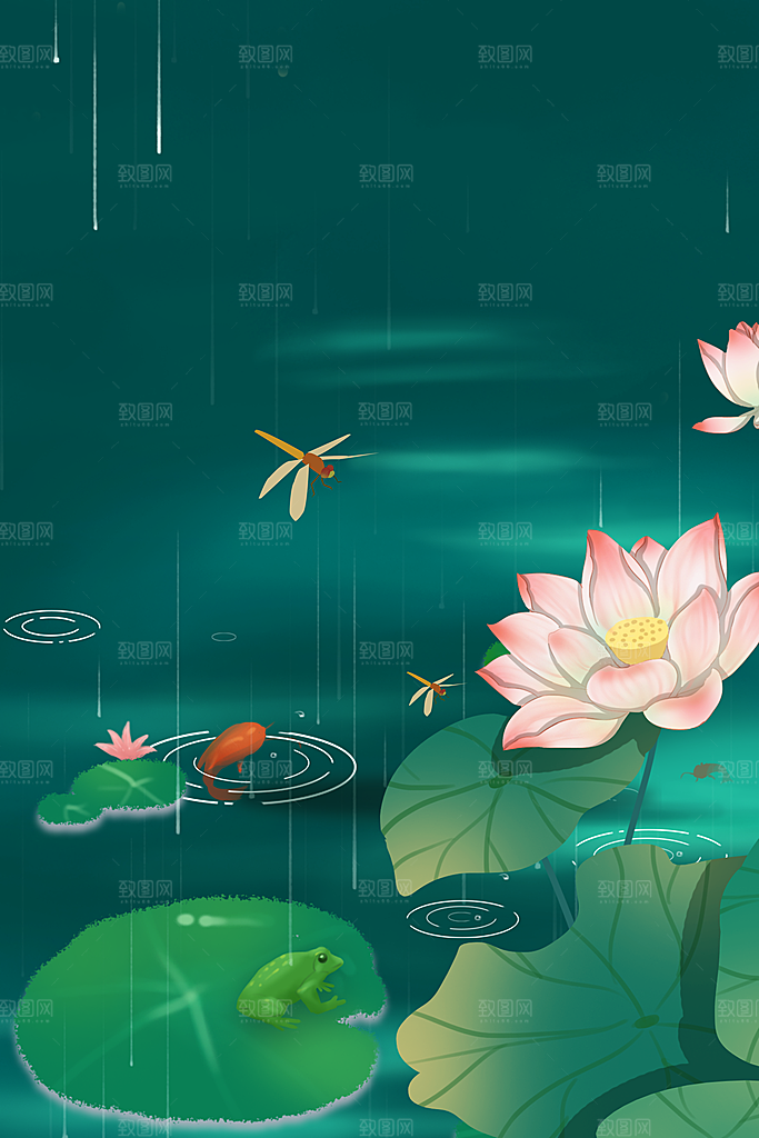 二十四节气节日背景插画海报