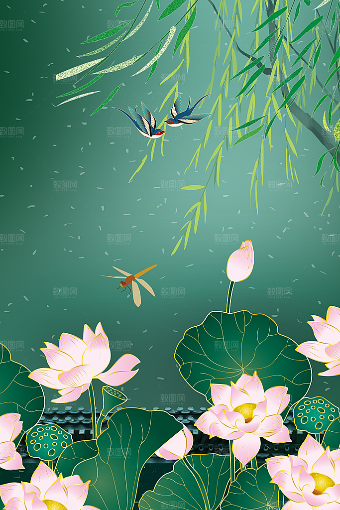 二十四节气节日背景插画海报