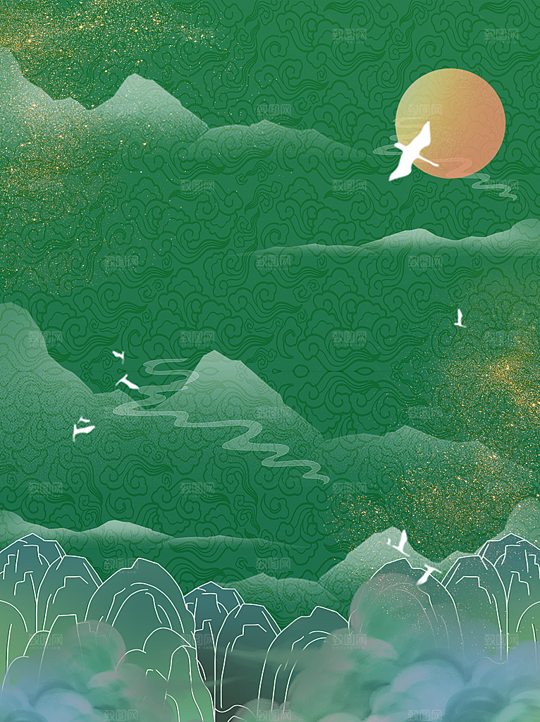 二十四节气节日背景插画海报