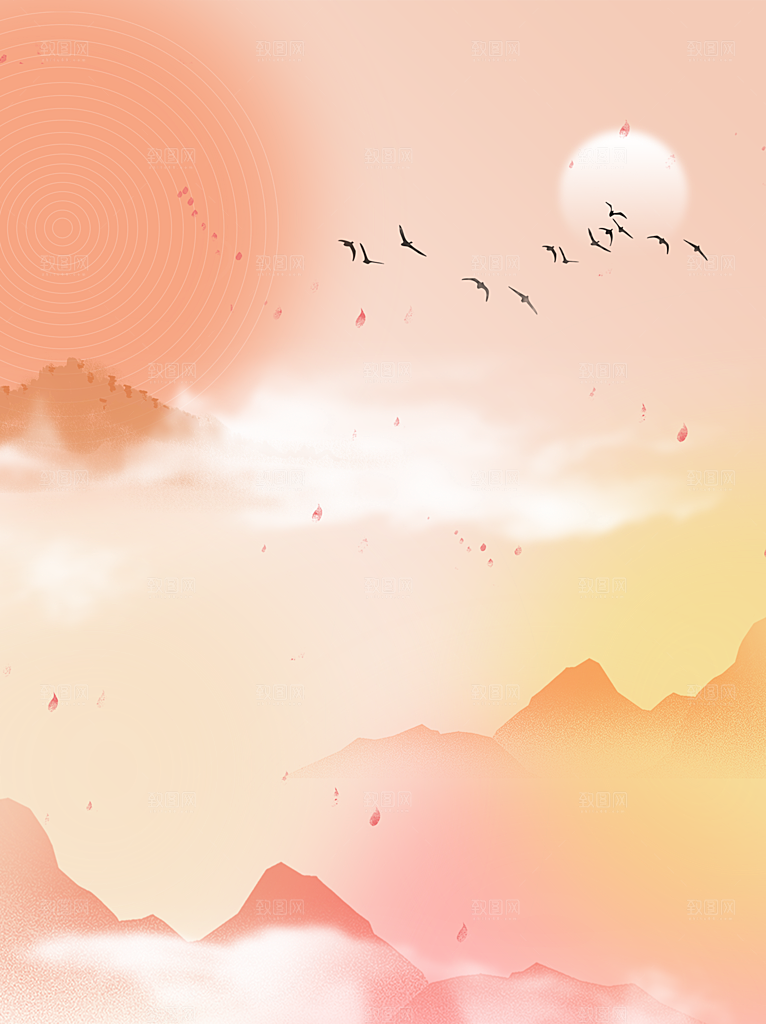 二十四节气节日背景插画海报