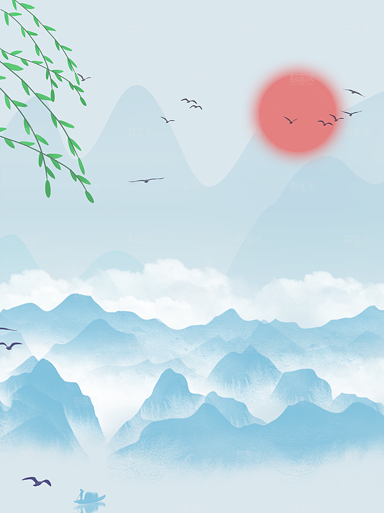 二十四节气节日背景插画海报