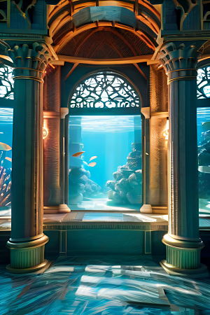 珊瑚贝壳宫殿充满立体感的光线