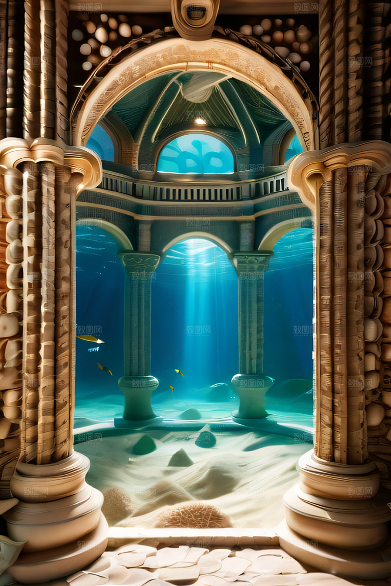 珊瑚贝壳构建的古代水下宫殿