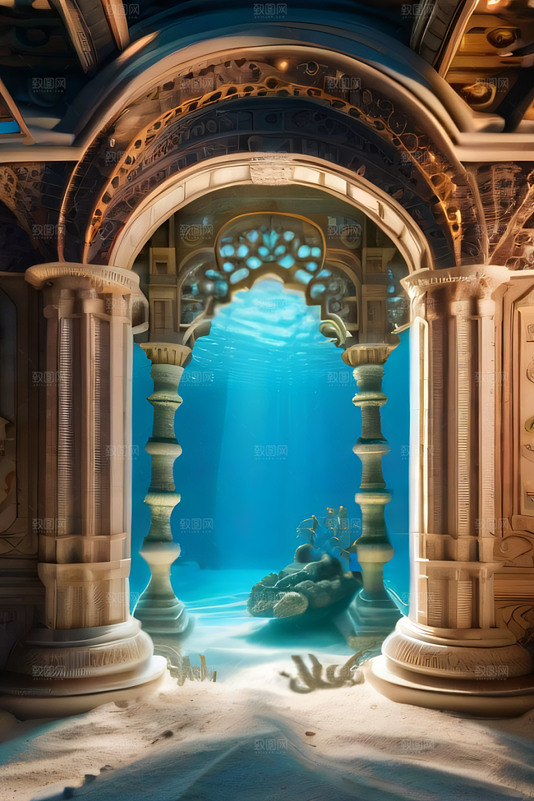珊瑚贝壳构建的古代水下宫殿