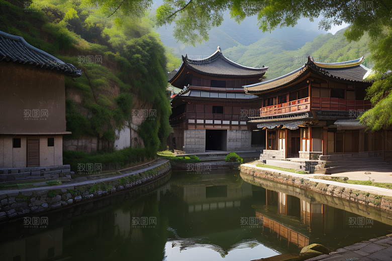 客家土楼古老建筑的壮丽风景