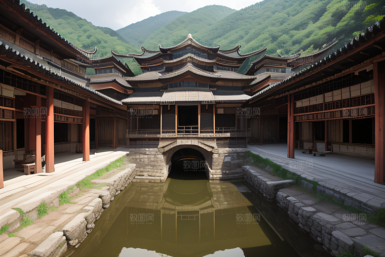 客家土楼古老建筑的壮丽风景