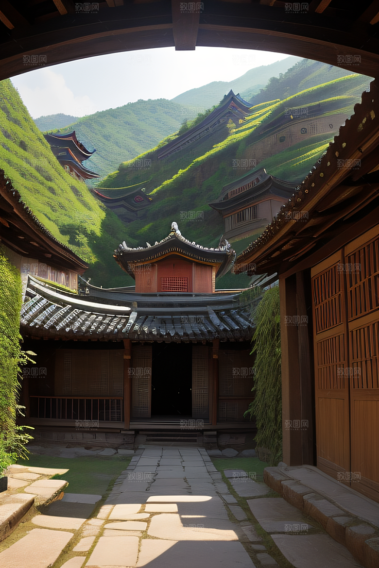 客家土楼古老建筑的壮丽风景