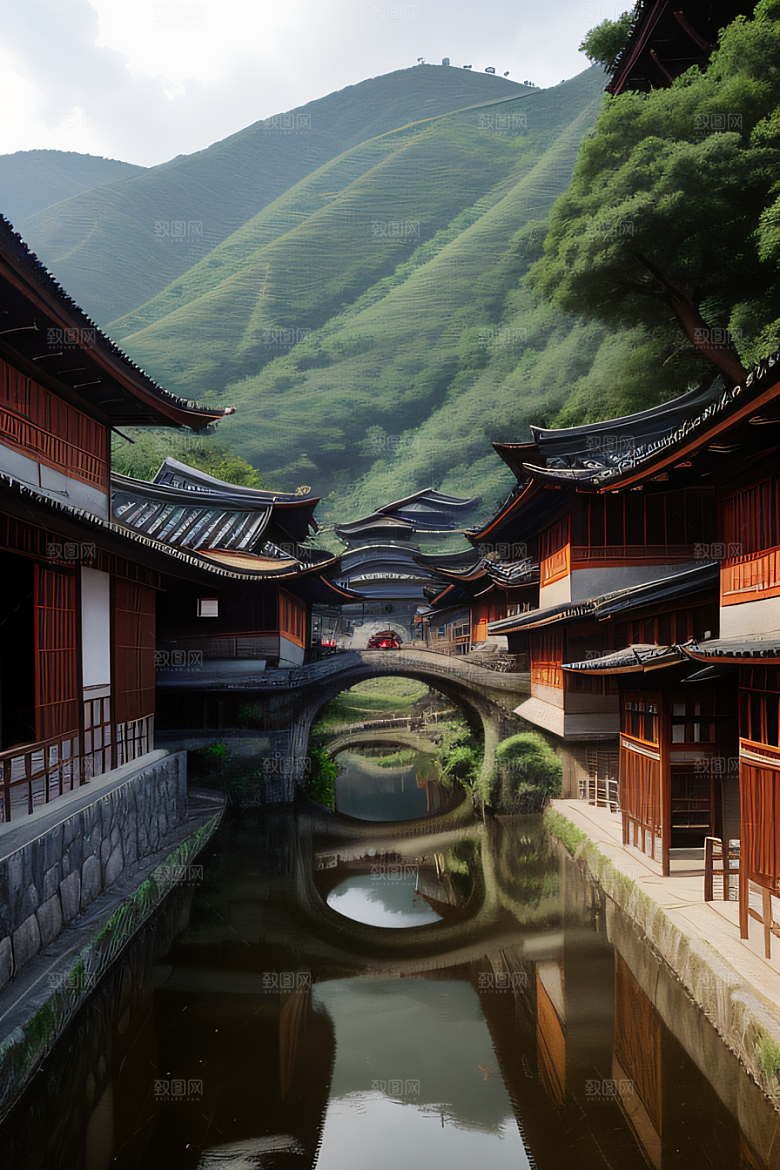 客家土楼古老建筑的壮丽风景