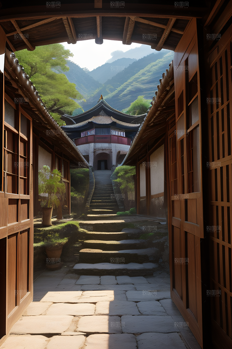 客家土楼古老建筑的壮丽风景
