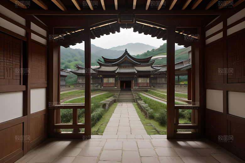 客家土楼古老建筑的壮丽风景