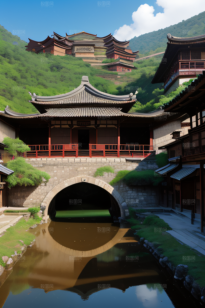 客家土楼古老建筑的壮丽风景