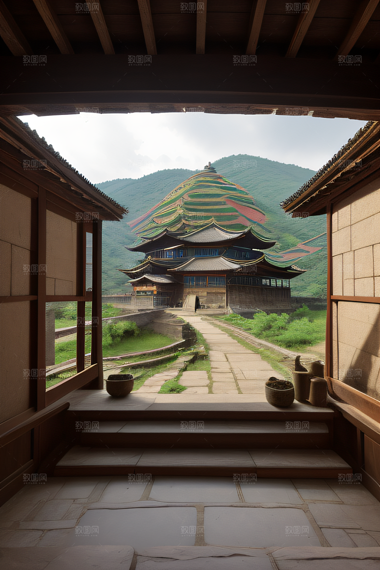客家土楼古老建筑的壮丽风景