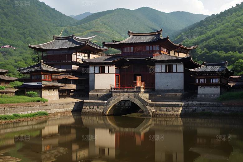 客家土楼古老建筑的壮丽风景