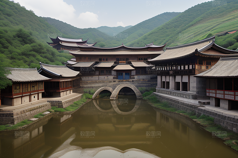 客家土楼古老建筑的壮丽风景