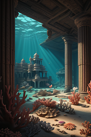 珊瑚贝壳奇迹水下古宫的细腻构造