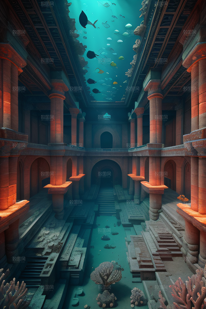 珊瑚贝壳构建的古代水下宫殿