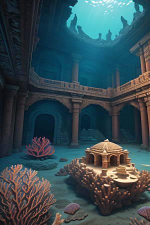 珊瑚贝壳构建的古代水下宫殿