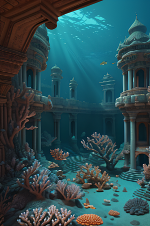 珊瑚贝壳构建的古代水下宫殿