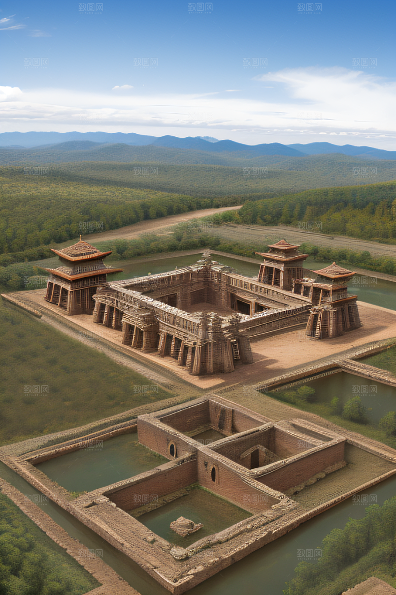古代皇宫鸟瞰景观