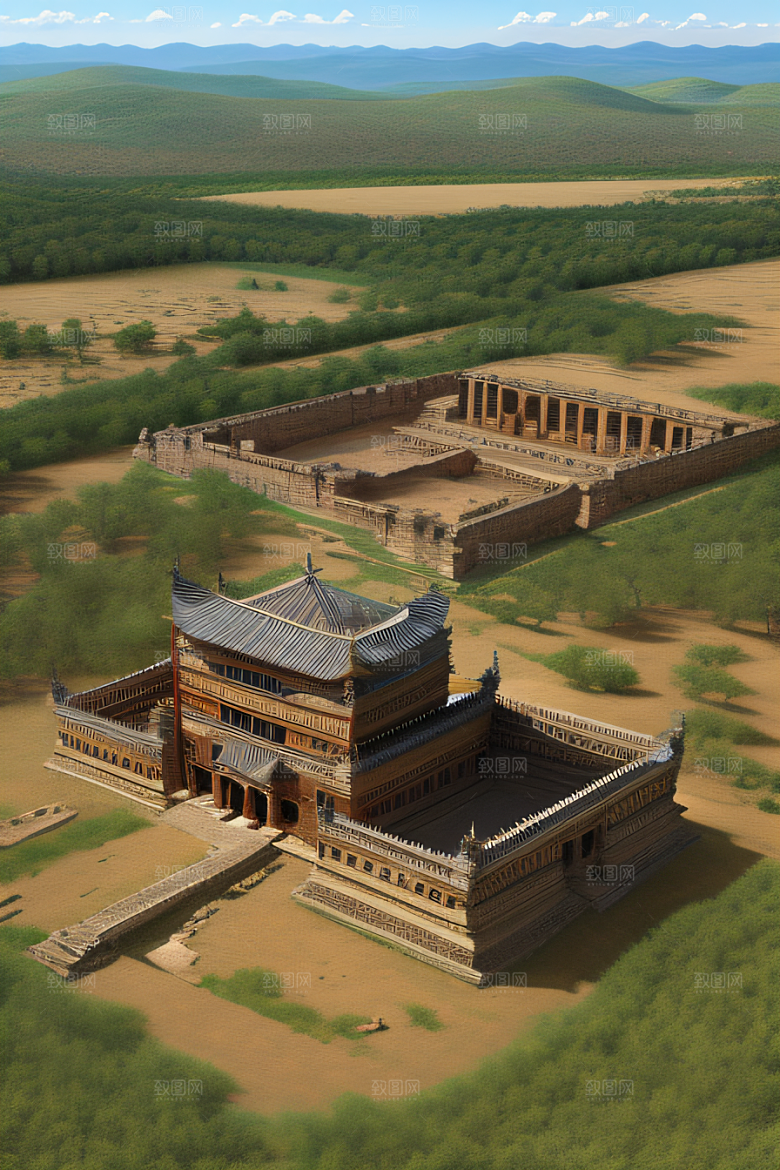 古代皇宫鸟瞰景观