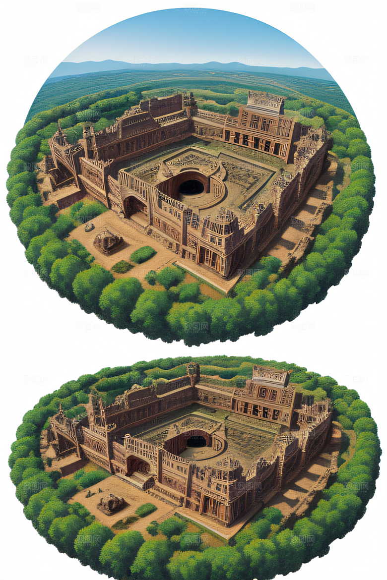 古代皇宫鸟瞰景观