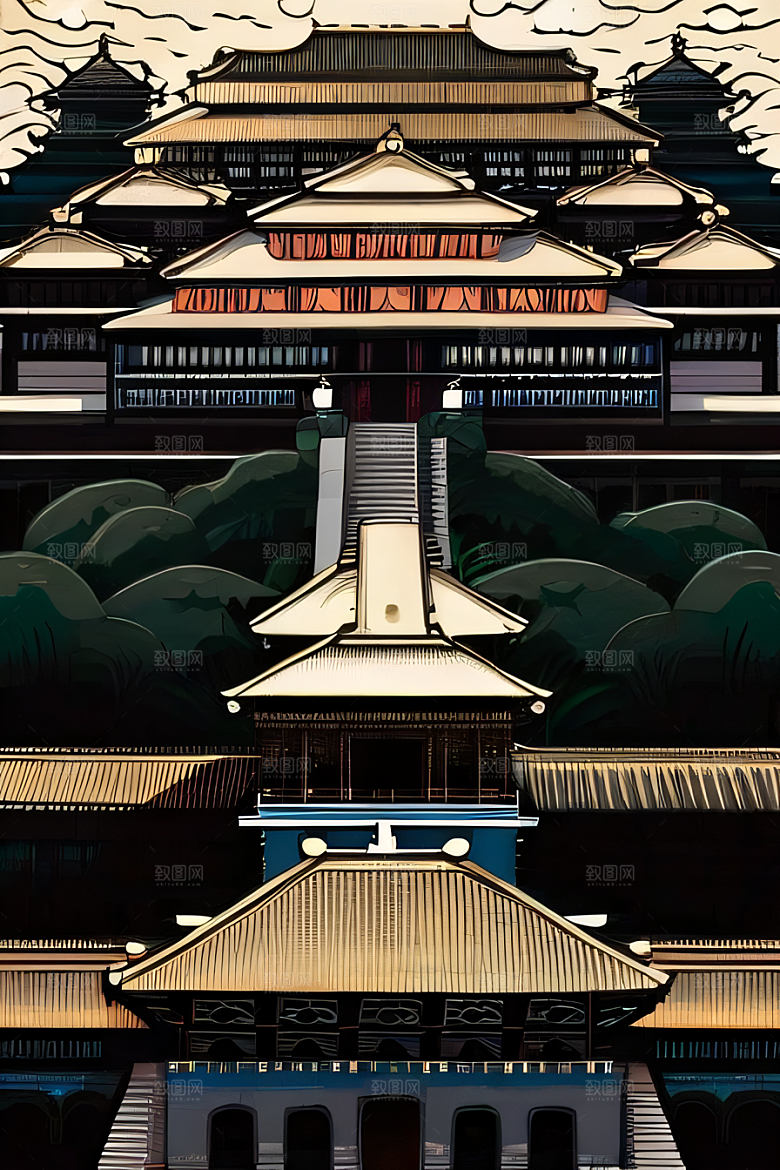 古代皇宫高空俯瞰