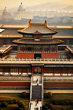 古代皇宫高空俯瞰