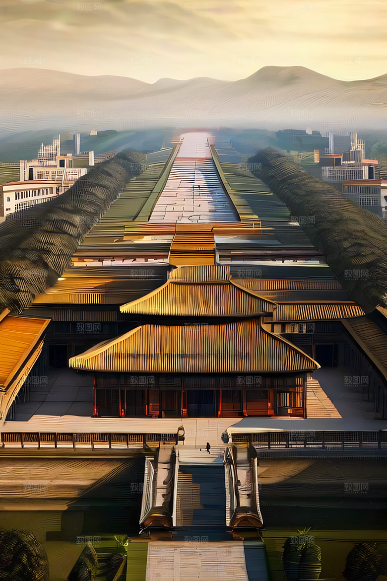 古代皇宫高空俯瞰