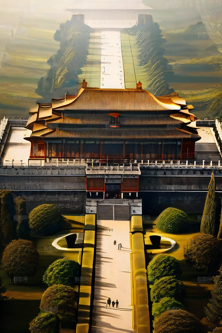 古代皇宫高空俯瞰