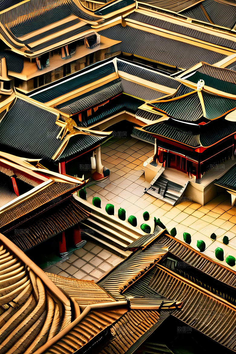 古代皇宫高空俯瞰