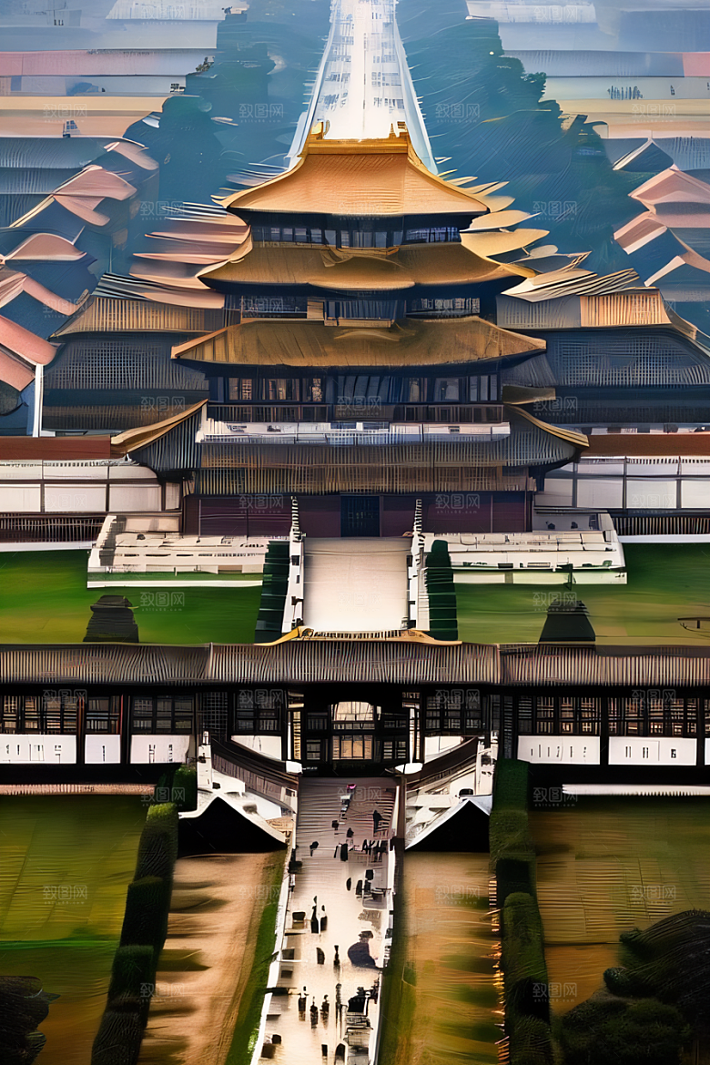 古代皇宫高空俯瞰
