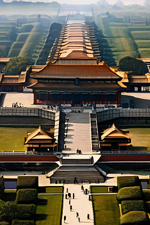 古代皇宫高空俯瞰