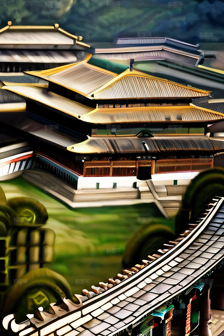 古代皇宫高空俯瞰