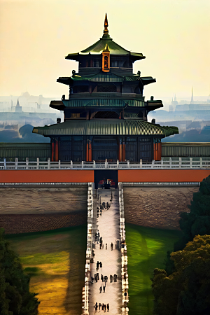 古代皇宫高空俯瞰