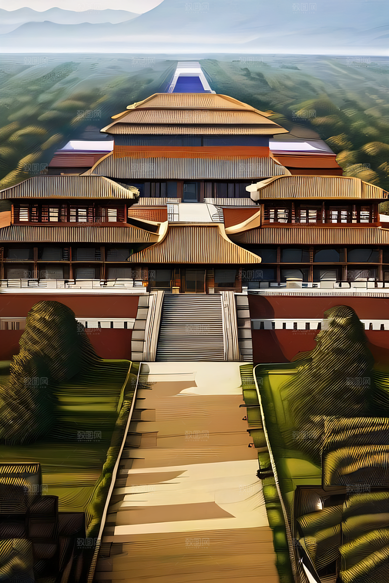 古代宫殿壮丽全景