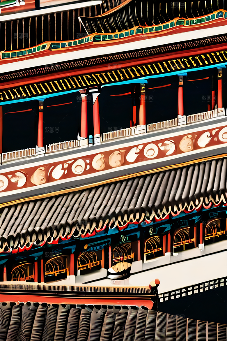 古代皇宫鸟瞰景观