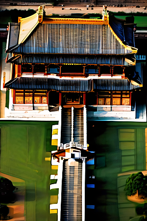 古代皇宫鸟瞰景观